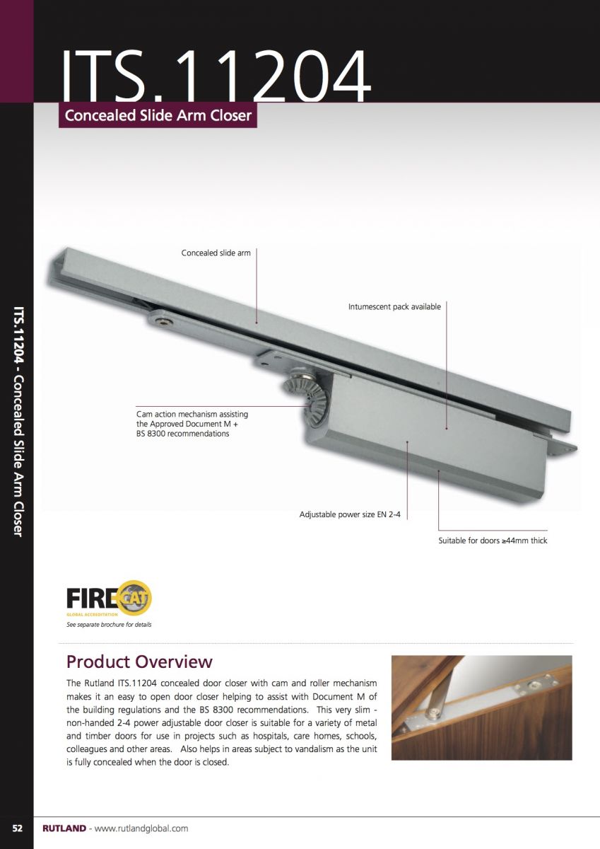 Concealed Door Closer Rutland Slide Arm Door Closer ITS.11204 Size 24